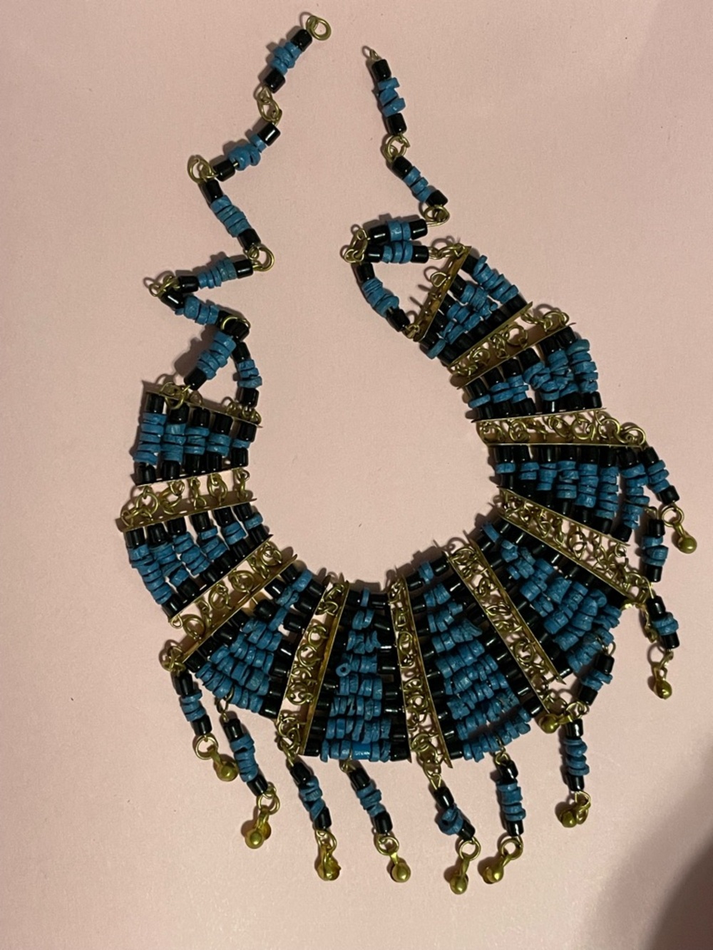Vintage Egyptian Revival Bead Necklace #9408